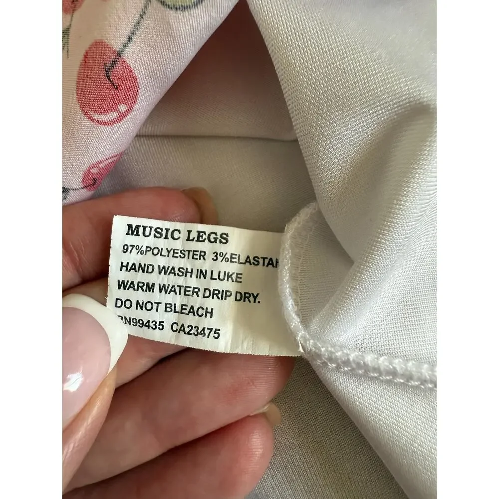 00's vintage white cherry print milkmaid lingerie y2k babydoll XS SMALL - Picture 6 of 8